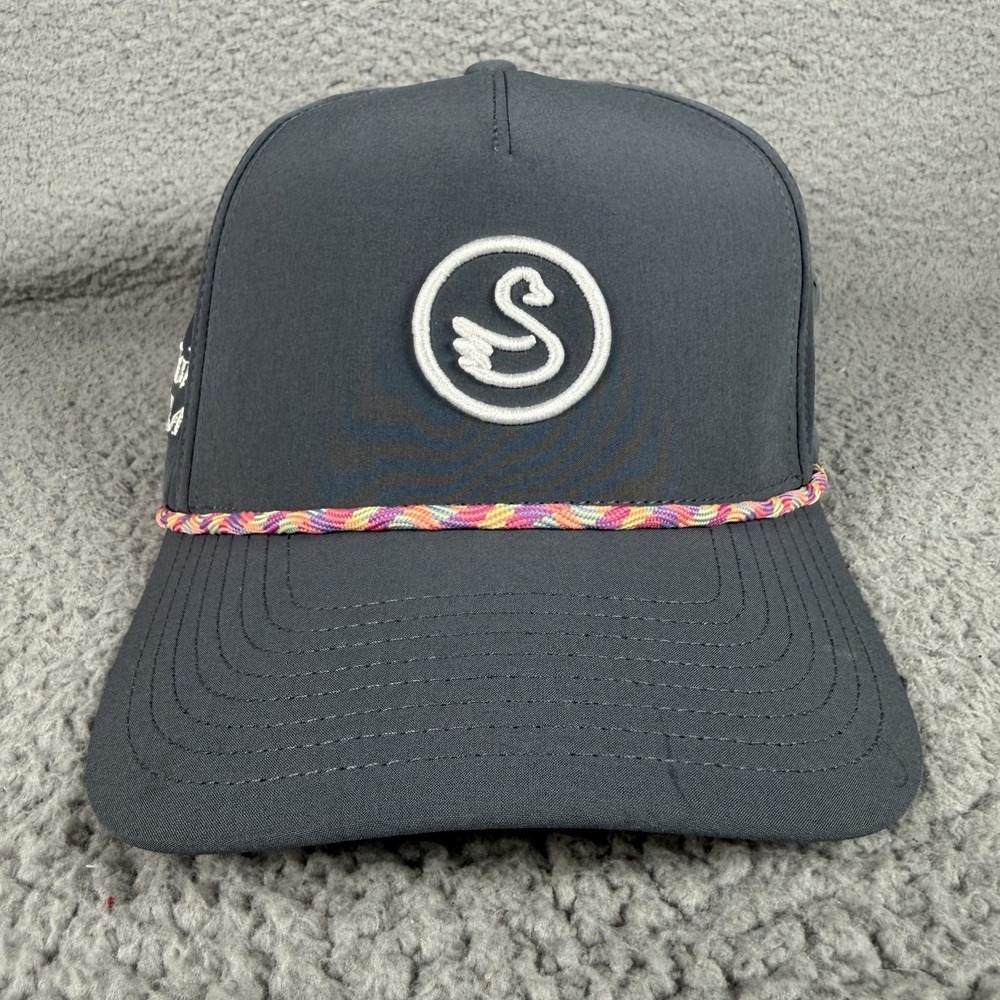 Swannies Rope Cap Womens One Size Gray Golf Hat Strapback Corona Logo Outdoor